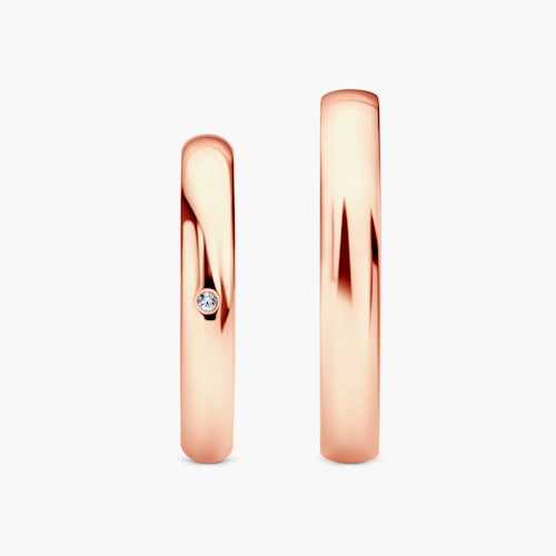 Obrączki Fairytale: różowe złoto, biały szafir, półokrągłe, 3 mm i 4 mm